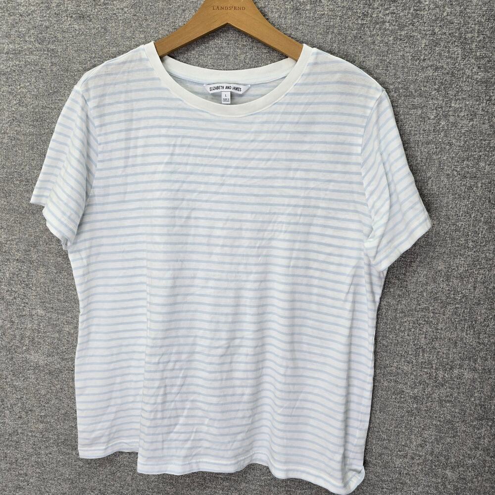 ELIZABETH AND JAMES STRIPED SHORT SLEEVE TEE SHIRT, SIZE L